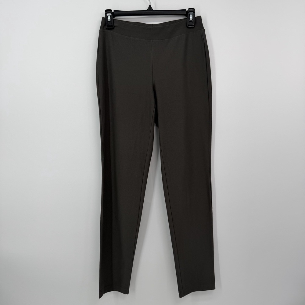 Eileen Fisher Washable Stretch Crepe Pull On Pants Women's Size XXS Green Brown